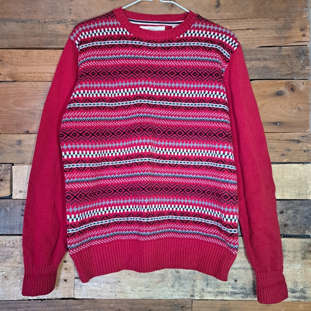 Original Weatherproof  Vintage Sweater. Red Grey & Black Womens Size Small‎